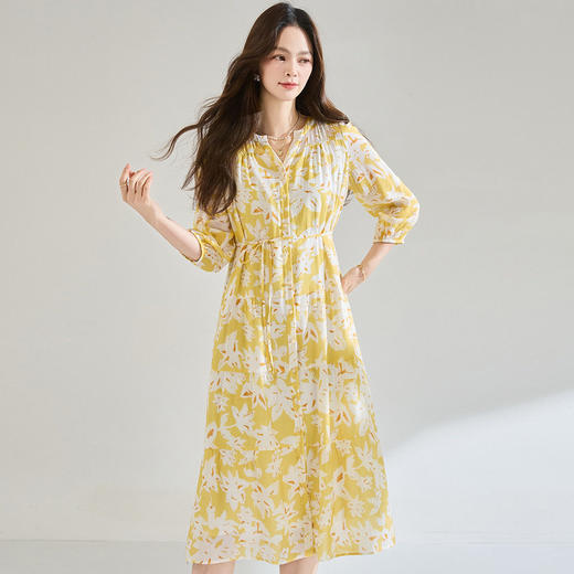 「高货sh」全新升级【铂金会员293/天猫399/差价106】(94059)洛诗琳法式印花连衣裙女2026春夏气质碎花收腰茶歇A字裙 商品图4