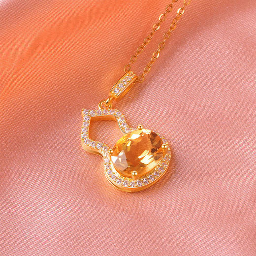 【黄水晶耳钉/项链】耳钉女S925银彩色宝石葫芦耳饰品耳扣送女士礼物JE25066/JP25066-水晶CC 商品图7