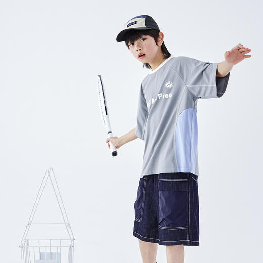 蓝汽水2026夏季新品男童吸湿运动UPF50+防晒抗菌户外训练短袖T恤 商品图2