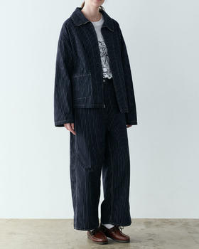 HARVESTY 细纹大翻领薄款拉链夹克外套