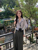 天猫同步【莱赛尔+棉】拉夏贝尔/La Chapelle一粒扣休闲裤女高腰腰带时尚宽松垂感直筒长裤 商品缩略图7