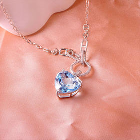 【托帕石爱心项链】周六（3.21）中午12点开始 S925银轻奢时尚彩宝首饰品送女士节日礼物JN25122-水晶cc