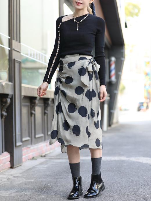 TYNVIE 荷叶边裙摆裹身裙 - 蓝色波点 商品图8