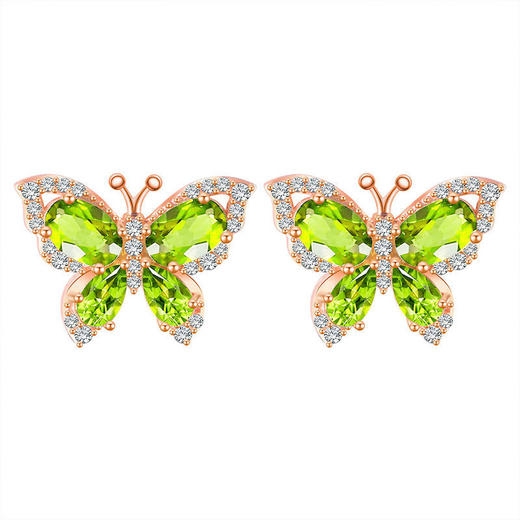 【橄榄石轻奢耳钉】周六（3.21）中午12点开始 S925银时尚蝴蝶彩宝耳饰品送女士节日礼物JE25033-水晶CC 商品图5