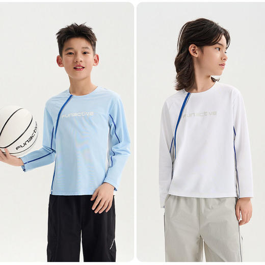 funactive男童凉感透气防晒长袖T恤儿童运动训练上衣F1UT20314 商品图0