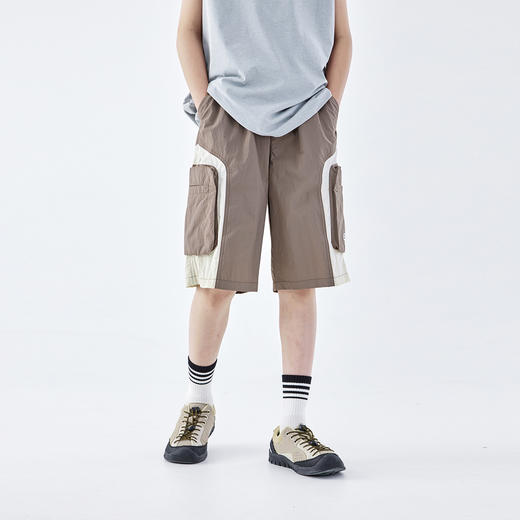 蓝汽水2026夏季新品男童运动户外训练青少年轻薄机能撞色口袋短裤 商品图4