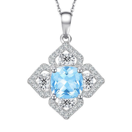 【托帕石项链/耳钉】S925银时尚彩色宝石吊坠饰品送女节日礼物JP25038/JE25038-水晶CC 商品图7