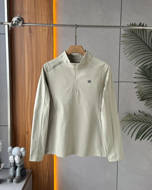 F032001春秋新款男款立体弹力运动内搭户外休闲半拉链薄绒打底衫长袖 商品图4