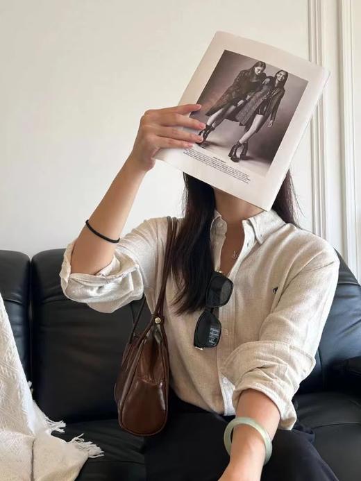 F032015新款老钱风5色亚麻衬衫绵软舒适日常白搭防晒衬衣 商品图13