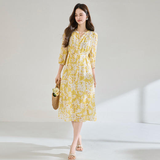 「高货sh」全新升级【铂金会员293/天猫399/差价106】(94059)洛诗琳法式印花连衣裙女2026春夏气质碎花收腰茶歇A字裙 商品图2