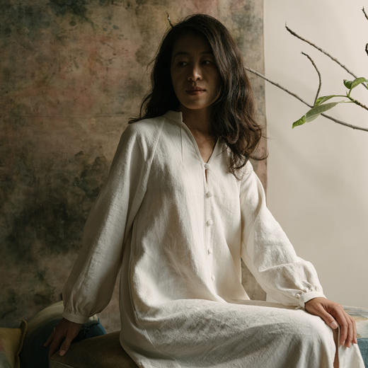 【上新88折】「女祭司」系列白袍 | 开领连衣裙 禾娑基地 敦煌生态种植棉麻 无塑星球 商品图7