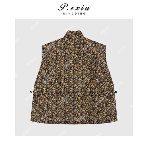 【凤凰于飞】人丝金丝线提花复古国风无袖马甲M9037 商品图2