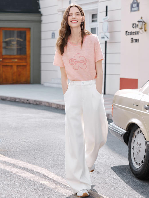 【百图lulu定制】【桃花T】 法式减龄  圈圈棉   字母刺绣T恤 商品图10