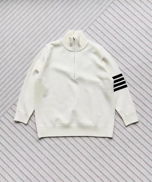 F0320136棉毛混纺半高领袖子四道杠半拉链长袖毛衣套头衫 商品图6