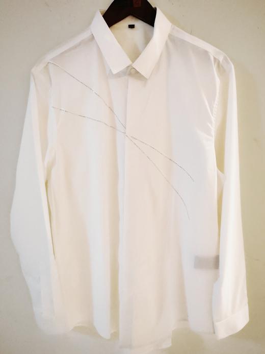 男士修身天丝棉时尚免熨烫，烫钻刺绣长袖商务男衬衫 商品图0