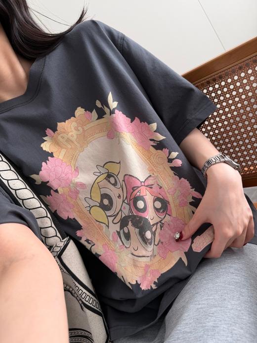 【飞/天小女警联名】高质感复古做旧短袖T恤 商品图8