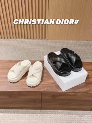 CHRISTIAN DIOR 迪奥新款厚底D字交叉带凉鞋/拖鞋  (DBG) 商品图0