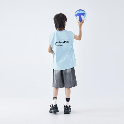 蓝汽水2026夏季新品男童吸湿速干运动UPF50+防晒抗菌干爽T恤背心 商品图3