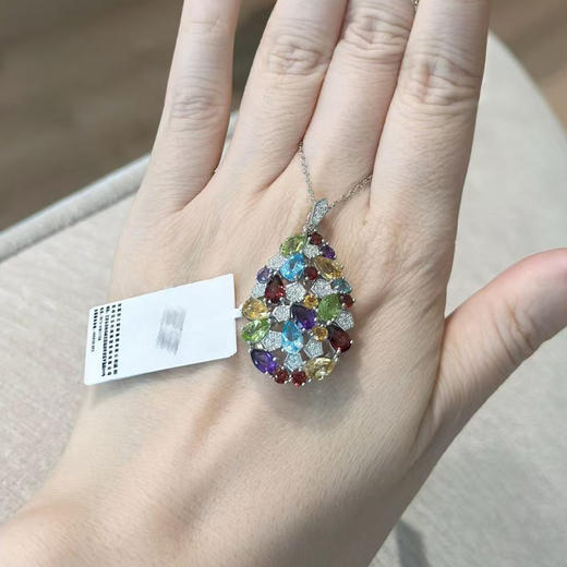 【天然水晶项链】S925银轻奢彩色宝石吊坠饰品送女生节日礼物JP25027-水晶CC 商品图1