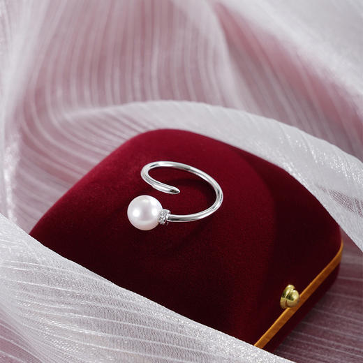 子佩集【明珰流晖】银S925珍珠AOYA奥雅戒指【MLJZ017】8mm珠交错2512 商品图3