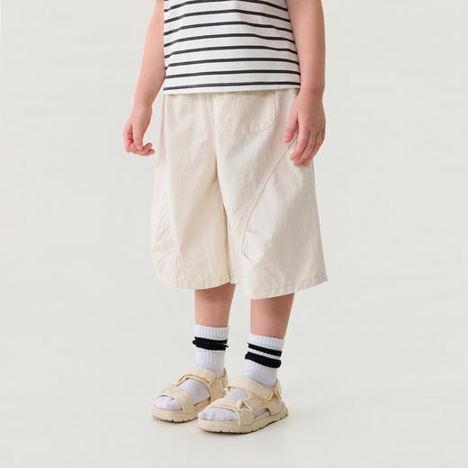 马克珍妮时髦松弛女童纯棉拼接中裤2026年夏装新款560730 商品图1