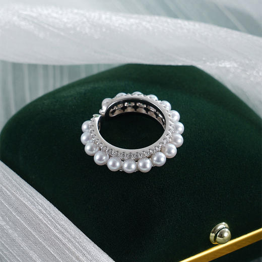 子佩集【银河缪斯】银S925珍珠AOYA奥雅戒指【MLJZ027】3.5mm珠单圈满珠2512 商品图0