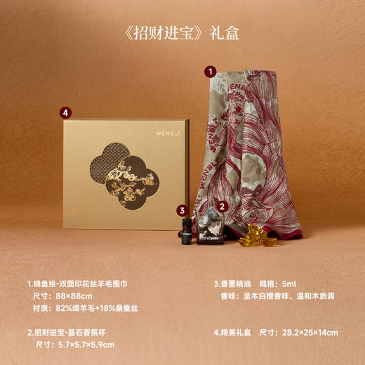 万事利《招财进宝》礼盒（丝羊毛围巾） 商品图1