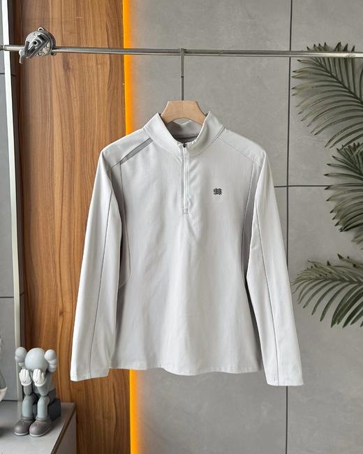 F032001春秋新款男款立体弹力运动内搭户外休闲半拉链薄绒打底衫长袖 商品图1