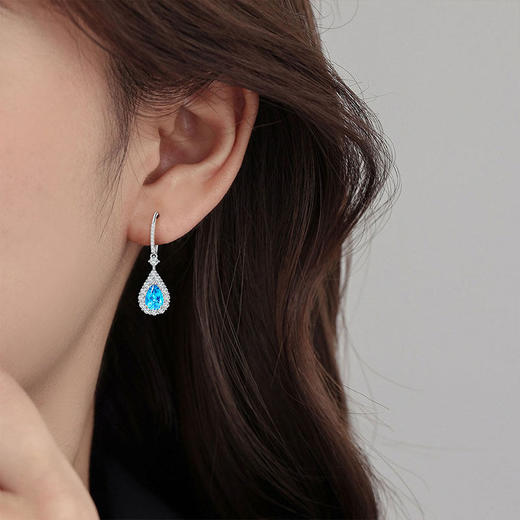 【托帕石彩色宝石耳坠】周六（3.21）中午12点开始 耳钉女S925银饰品送女节日礼物一物一证JE25067-水晶CC 商品图3