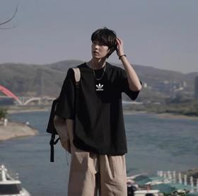 F0320117高克重纯棉圆领套头短袖上衣男女同款T恤