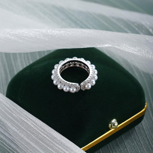 子佩集【银河缪斯】银S925珍珠AOYA奥雅戒指【MLJZ027】3.5mm珠单圈满珠2512 商品图1