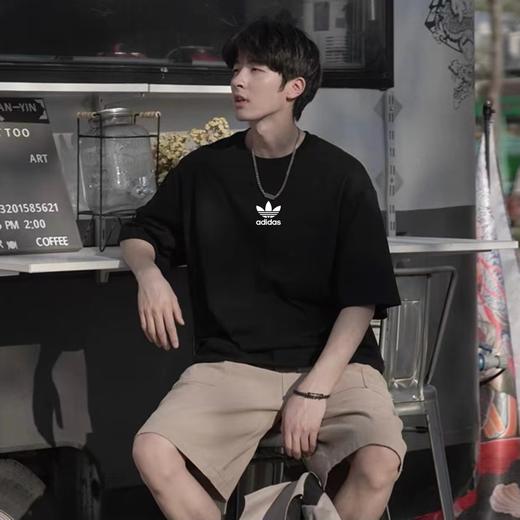 F0320117高克重纯棉圆领套头短袖上衣男女同款T恤 商品图7