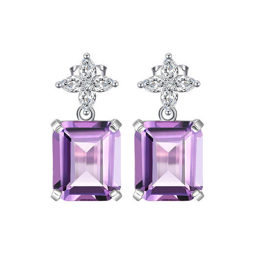 【紫水晶项链/耳钉】S925银轻奢吊坠饰品送女生节日礼物一物一证JP25009/JE25019-水晶CC 商品图12