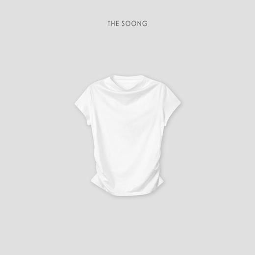 THESOONG"曼妙轻雅"莱赛尔天然柔滑抽褶收腰小荡领T恤8539 商品图3