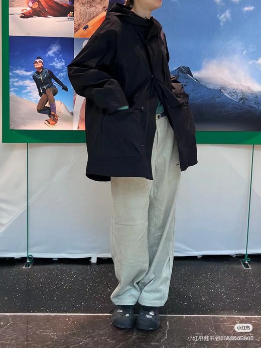 F032035女孩美式运动宽松多口袋连帽中长款梭织格子带帽防风防水冲锋衣 商品图5