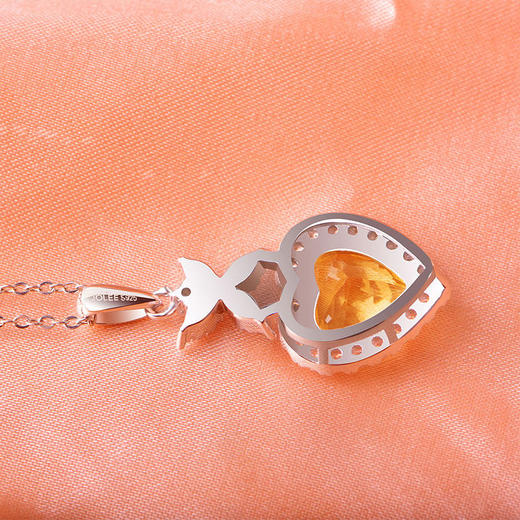 【黄水晶项链/耳钉】S925银轻奢时尚爱心吊坠饰品送女生日节日礼物JP25028/JE25028-水晶CC 商品图5