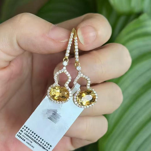 【黄水晶耳钉/项链】耳钉女S925银彩色宝石葫芦耳饰品耳扣送女士礼物JE25066/JP25066-水晶CC 商品图2
