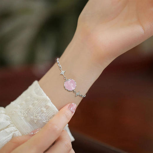 【粉水晶芙蓉石手链】S925银轻奢时尚首饰品送女生节日礼物JT26001-水晶CC 商品图3