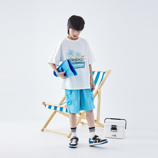 蓝汽水2026夏季新品男童凉感UPF50+防晒抗菌海滩度假风短袖T恤 商品图1