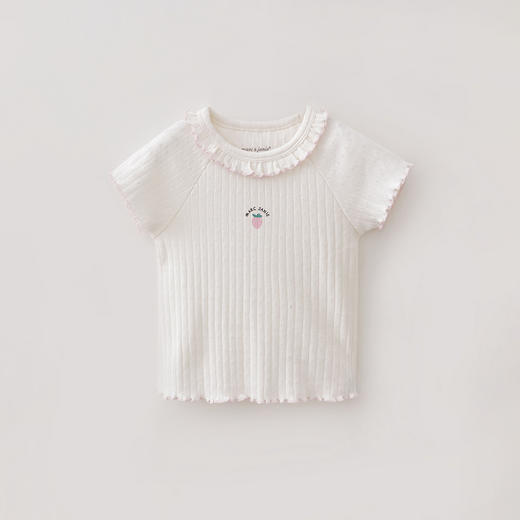 马克珍妮草莓甜心女童花边罗纹T2026年夏装新款560681 商品图1