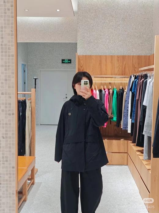F032035女孩美式运动宽松多口袋连帽中长款梭织格子带帽防风防水冲锋衣 商品图7