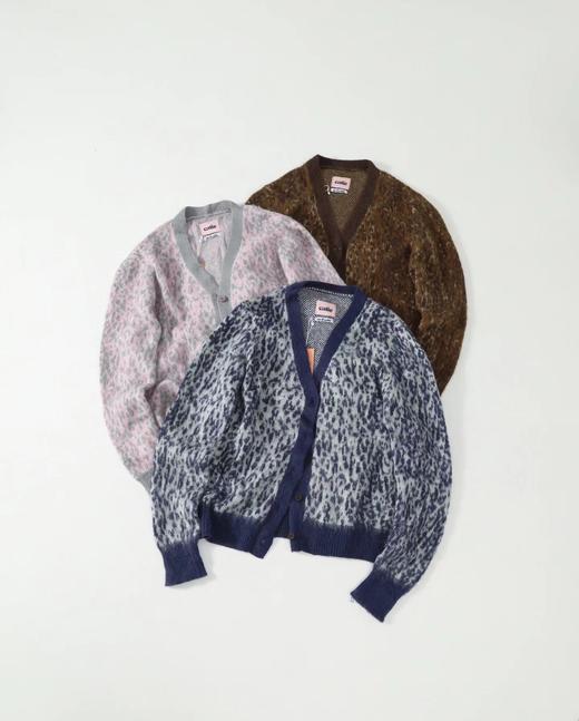 F032043春秋新款休闲时尚马海毛豹纹针织纽扣毛衣开衫外套 商品图0