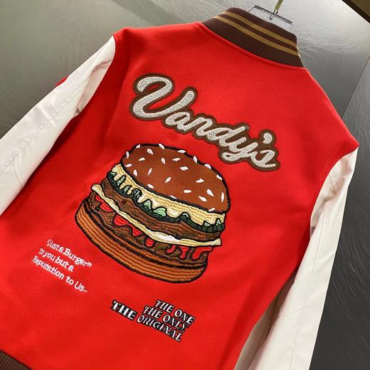 F032099简约休闲百搭趣味字母汉堡图案刺绣拼接棒球服 商品图3