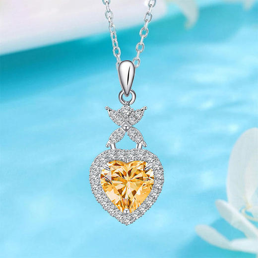 【黄水晶项链/耳钉】S925银轻奢时尚爱心吊坠饰品送女生日节日礼物JP25028/JE25028-水晶CC 商品图3