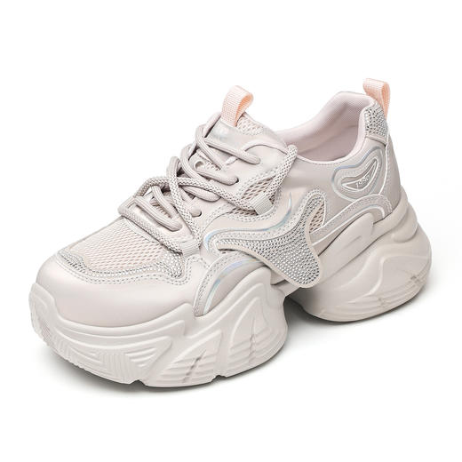 信诺时尚妈妈鞋老爹鞋女百搭透气厚底增高休闲运动鞋2026春季新款X6C165-100 商品图4