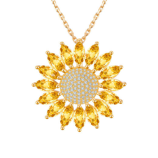 【黄水晶轻奢耳钉/项链】S925银时尚向日葵饰品送女生日节日礼物JE25053/JP25053-水晶CC 商品图12