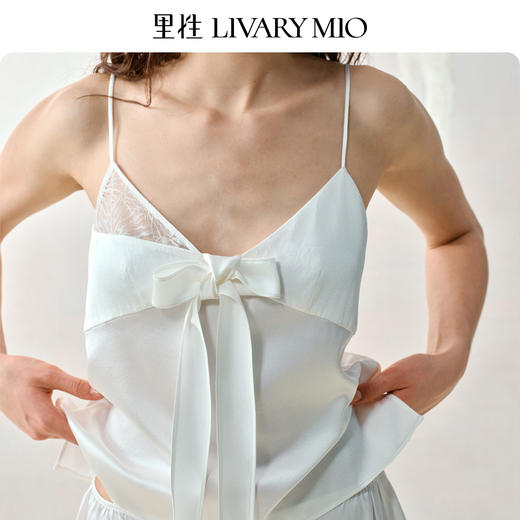Livary Mio/里性粼粼性感真丝吊带睡衣女夏镂空V领家居服套装 商品图1