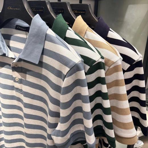 夏季新款时尚简约百搭撞色条纹男士舒适纯棉翻领polo衫   XLM-CM8687142 商品图2