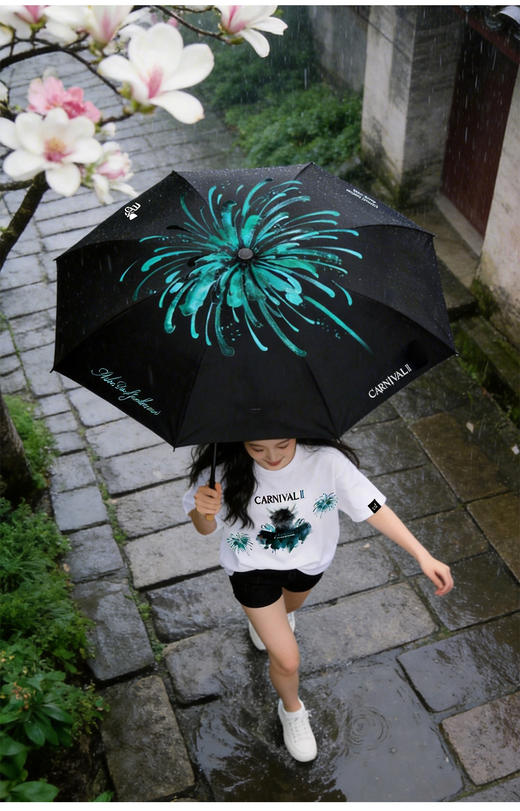 周杰伦MRJ嘉年华水墨伞面晴雨伞折叠加厚结实防晒遮阳伞 商品图1
