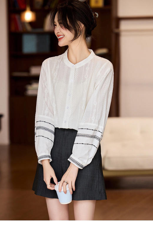 YAW61093灯笼袖衬衫 商品图0